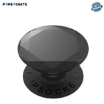 Popsocket PopGrip (Original) with Swappable top Collapsible Smartphone & Tablet PC Finger Grip Holder Metallic Diamond Black