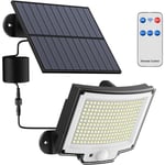 Lafomukea - Lampe Solaire Extérieur avec Détecteur de Mouvement [228LED/3 Modes] Lumière Solaire Extérieure avec Télécommande, Étanchéité IP65 led