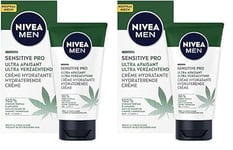 NIVEA MEN Crème hydratante visage ultra-apaisante Sensitive Pro (1 x 75 ml), Crème à l’Huile de Chanvre Bio, Soin homme à la formule vegan (Lot de 2)