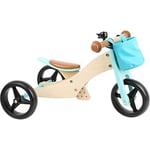 small foot Draisienne et Tricycle Turquoise en bois, 4en1, avec siège réglable et pneus en caoutchouc, dès 1 an, 11610