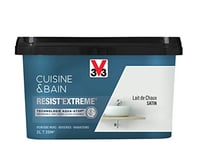 V33 Peinture multi-supports monocouche Cuisine & Bain Resist'Extrême® Satin, Lait de chaux, 2L