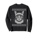 Cat ugly Christmas sweater, cat face, cat in santa hat Sweatshirt