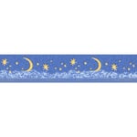 Frise papier peint bleu étoile & lune chambre enfantFrise tapisserie ciel étoilé bleu chambre bébé Frise murale enfant ciel & étoile - Bleu, Jaune