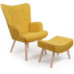 Idmarket - Fauteuil scandinave ivar avec repose pieds jaune