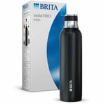 Brita Stainless Steel Bottle Black for SodaTRIO Water Carbonator [0.65 L] - Insulated & Double-Walled Premium Stainless Steel Bottle with Stylish Silicone Ring on the Cap for Non-Slip Handling, Small