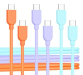 Cable Matters 3-Pack Multi-Color Flexible USB C Charging Cable with 60W Power Delivery 0.9m (USB C to USB C Cable) in Orange, Blue, and Purple, Compatible with iPhone 15, Samsung Galaxy S23