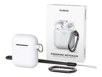 Keybudz Elevate Keychain - Fodral För Trådlösa Öronsnäckor - Mjuk Silikon - Vit - För Apple Airpods (1:A Generation, 2A Generation)