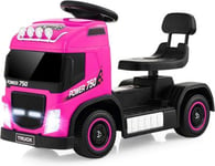 Voiture Électrique Enfant 6V Porteur Electrique Camion Charge 20kg Siège Réglable en Hauteur Lumières Musique Rose