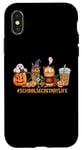 Coque pour iPhone X/XS Secrétaire d'école Horror Fall Coffee Halloween Pumpkin Autumn