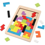 Träblock Pussel Brain Teasers Leksak Tangram Jigsaw Intelligens Färgglad 3d Russian Blocks Game Pedagogisk present till barn