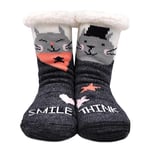 LOFIR Chaussettes Chaussons Femme Chaussettes Chaudes pour Hiver, Chaussettes Antidérapant à la Maison Femme Fille Noël Chaussettes Épais, Chaussettes Thermiques à Motif Animal, taille 35-41, 1 paire