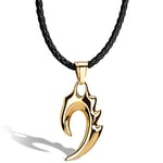 SERASAR Collier Homme Flamme Cuir, Collier Flamme Dorée pour Homme, Collier Pendentif Flamme en Acier Inoxydable pour Homme, Colliers Pour Homme 50cm, Cadeau d'anniversaire pour Petit Ami, Mari