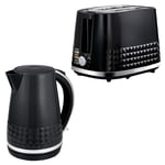 Tower Solitaire Jug Kettle & 2 Slice Toaster Kitchen Set (Black)