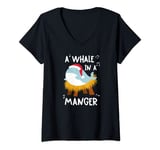 Womens Funny Christmas Carol, Away In A Manger, Whale Pun V-Neck T-Shirt