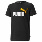 Børne Kortærmet T-shirt Puma Essentials+ Two-Tone Logo Sort 7-8 år