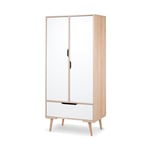 SOFIE Armoire penderie avec tiroir pour chambre bébé enfant Blanc / Bois