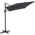 Coco Parasol Déporté Gris/Anthracite - Parasol Déporté Rectangulaire 200x300 cm - Parasol Pied Déporté, structure aluminium - Rotation 360 - Parasol