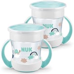 NUK Mini Magic Cup Sippy Cup | 360° Anti-Spill Rim | 6+ Months | Easy Grip Handles | BPA-Free | 160 ml | Neutral | 2 Count