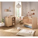 Chambre duo bébé - SAUTHON - Sam Chêne doré - Lit bébé 120 x 60 cm et commode à langer