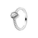 Pandora Bague classique en forme de goutte d'eau – Bague en argent sterling pour femme – Bague superposée ou empilable – Cadeau pour elle – Argent sterling avec oxyde de zirconium transparent, Métal,