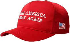 MAGA Hat Make America Great Again Donald Trump Slogan with USA Flag M, Red 