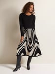 Phase Eight Silvia Abstract Print Knit Dress, Black/Ivory