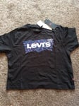 Bnwt Levi's Womens Graphic Varsity T-Shirt Housemark Leopard Fill - Black - XS