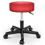 TRESKO Tabouret de Travail Tabouret à roulettes siège pivotant par 360 degrés, Rembourrage de 10 cm, de 8 Couleurs différentes (Rouge)