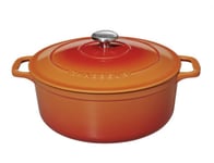 Cocotte en fonte émaillée ronde 24 cm 4L orange flammé INVICTA CHASSEUR