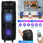 8" 6000W RGB Bluetooth Speaker Sub woofer Heavy Bass Party System W/Mic Portable