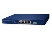 Planet 16-Port 10/100/1000T 802.3At Poe + 2-Port 1000X Sfp Web Smart Ethernet Switch (240W Poe Budget, 802.1Q Vlan, Link Aggregation, Igmp, Hanterad, L2, Gigabit Ethernet (10/100/1000), Full Duplex, Strömförsörjning Via Ethernet (Poe) Stöd