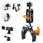 K&F Concept Magic Arm with Super Clamp, Tripod Mount Clamp with Two 360° ball heads, Four 1/4" Thread Hole and 1/4" Screw Compatible with Camera, Phone, GoPro, Tripod, Load Capacity 5KG/11lbs MS13