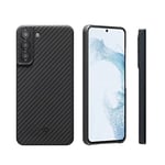 pitaka Coque Magnétique pour Samsung Galaxy S22 6.1" Housse de téléphone Portable Ultra-Mince en Fibre Aramide Etui de Protection Durable avec Une Sensation de Confort [MagEZ Case 2] Noir/Gris