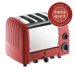 Dualit Classic Vario AWS Red 3 Slot Toaster With FREE Gift