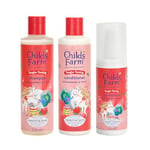 Childs Farm Kids Tangle Taming Hair Regime Bundle | Tear Free Strawberry & Organic Mint Shampoo (250ml), Conditioner (250ml) and Hair Detangler Spray (100ml) | Suitable for All Hair Types - 3 Pack