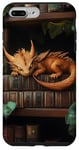 Coque pour iPhone 7 Plus/8 Plus Petit dragon endormi sur une bibliothèque