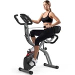 PASYOU Exercise Bike Foldable,Magnetic Folding Exercise Bike with LCD Monitor and Heart Rate Sensor,120kg Loads, Fold away Exercise Bike with Resistance Bands,PX10