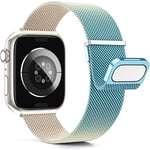 Higgs Métal Bracelet Compatible avec Bracelets Apple Watch 40/41/38mm 46mm 44mm Ultra 2 49mm 45mm 42mm Homme, Bracelet Double Magnétique pour iWatch Series 10 9 SE(se 2) 8 7 6 5 4 3 2 1,Metal Milanais