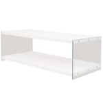 AUCUNE Table basse Contemporain - de salon Bout canapé avec étagère MDF Verre très brillant Blanc Nouveau *75781