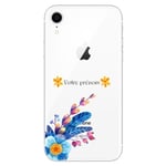 Coque Iphone XR fleur bleu avec votre prenom