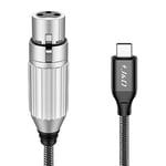 J&D Câble Audio Microphone USB C vers XLR, Câble Microphone Femelle USB C Tressé vers XLR pour l’enregistrement Audio, Compatible pour iPhone 15/15 Plus / 15 Pro / 15 Pro Max, MacBook, PC, 1 m