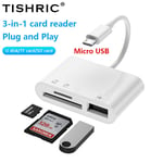 TISHRIC USB TF Lecteur de carte SD Micro USB/Type C Adaptateur USB-C Adaptateur de carte mémoire pour Macbook Samsung Huawei XiaoMi Téléphone Ordinateur Portable - Type White Micro USB