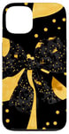 Coque pour iPhone 13 Jaune Art Déco Polka Dots Hunting Girl Camo Noeud Noir