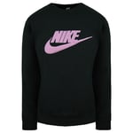 Nike Loose Fit Long Sleeve Crew Neck Black Womens Sweatshirt DC5139 010 Cotton - Size Large