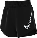 Nike One Swoosh FV6364-010 Women's Running Shorts with Dri-Fit Technology, Integrated Briefs and Medium High Waistband, Black/White, M