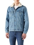 Koton Men's Faux Fur Neck Denim Jacket, Light Indigo (600), M