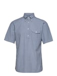 Navy Striped Seersucker Short Sleeve Popover Shirt Designers Shirts Short-sleeved Blue Eton