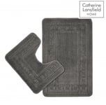 Grey Catherine Lansfield Armoni Soft Plush Bath Mat And Pedestal Mat Set