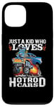 Coque pour iPhone 13 Just A Kid Who Loves Hotrod Cars Design vieilli