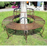 Banc rond en métal résistant aux intempéries Marron ø 160 cm Banc d'arbre 120749 Banc de jardin Banc de parc Banc en fer - Dandibo